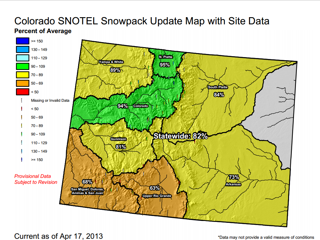 Heavy Snow Puts A Dent In Colorado S Drought KUNC   Snowpackupdate 4 17 13 